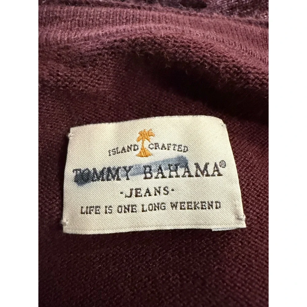 Tommy Bahama Jeans Mens XL Burgundy Acid Wash Cotton Knit Crewneck‎ Sweater
